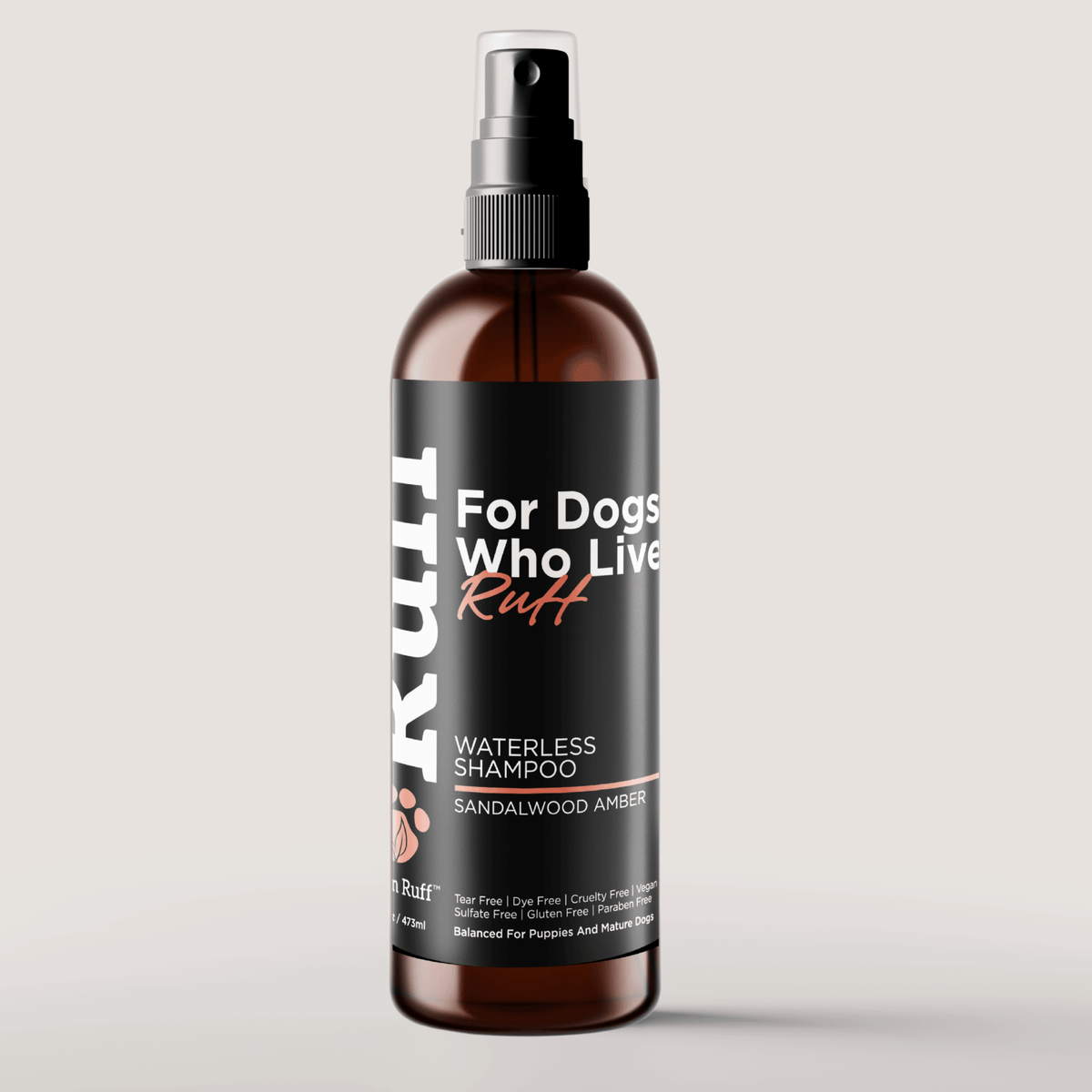 Waterless Shampoo foam in Sandalwood Amber, 16 oz bottle, Lillian Ruff, sold through Sniff and Shift