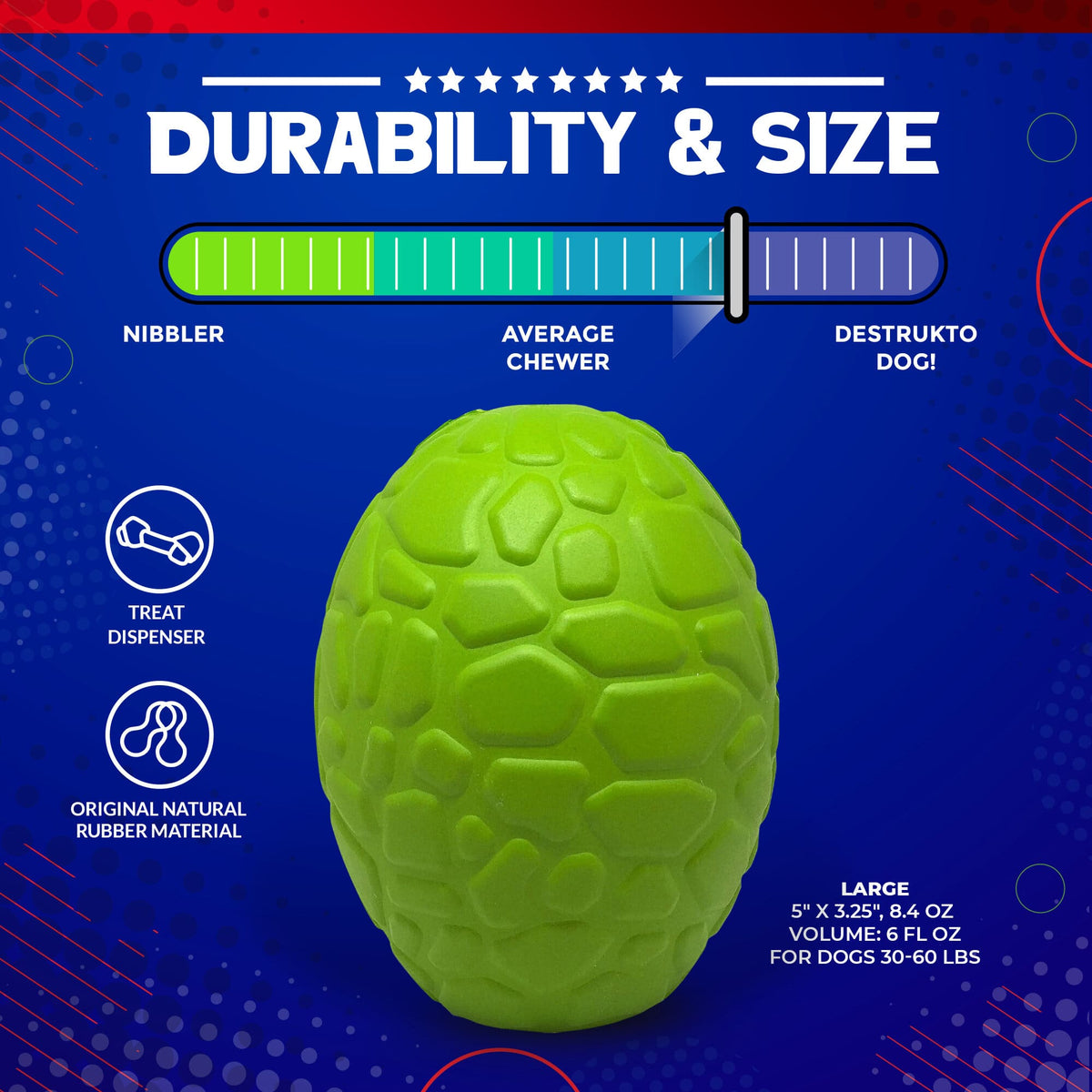 Dinosaur Egg Rubber Chew Toy & Treat Dispenser Large
