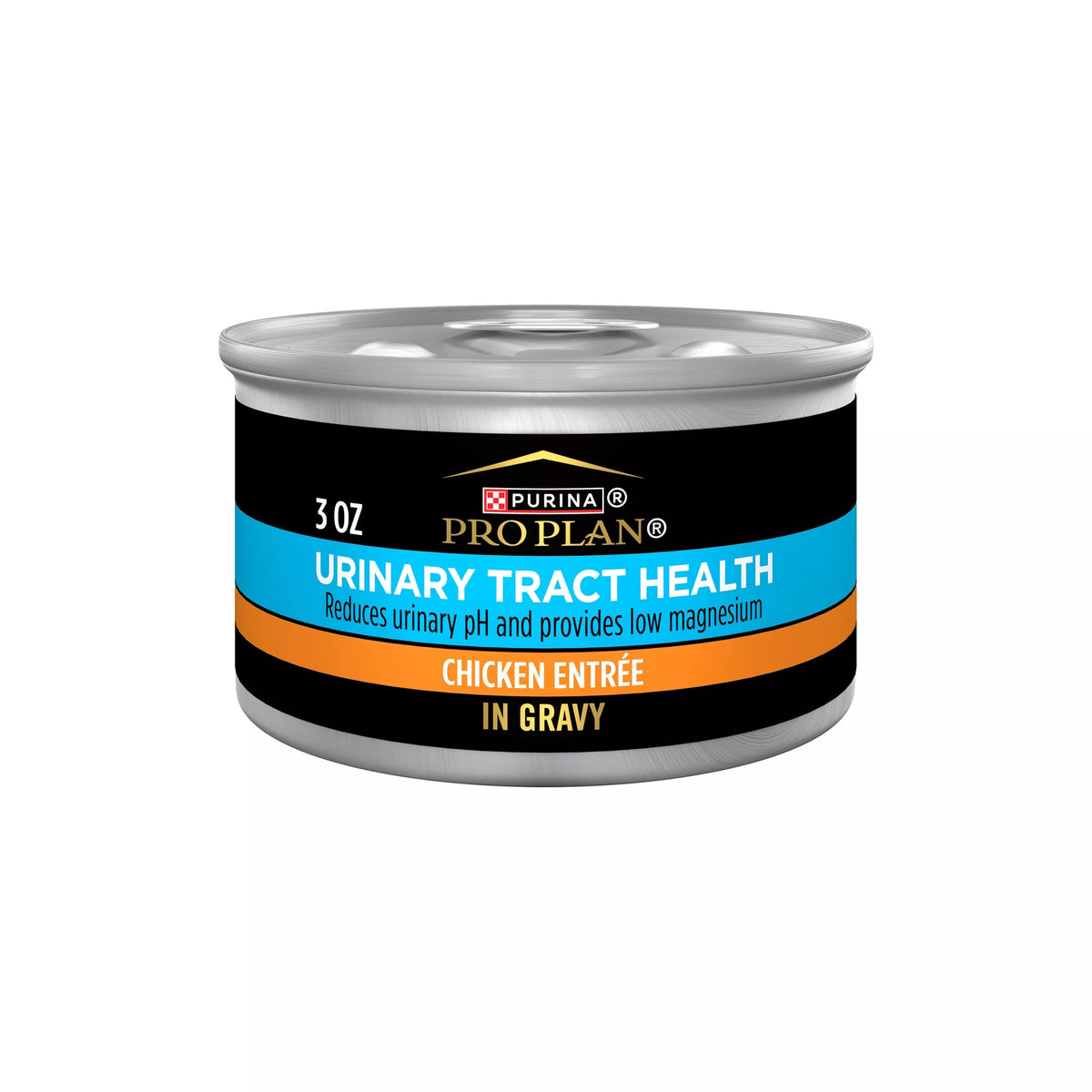 Purina Pro Plan Urinary Tract Health chicken entree in gravy wet cat food can, 3oz