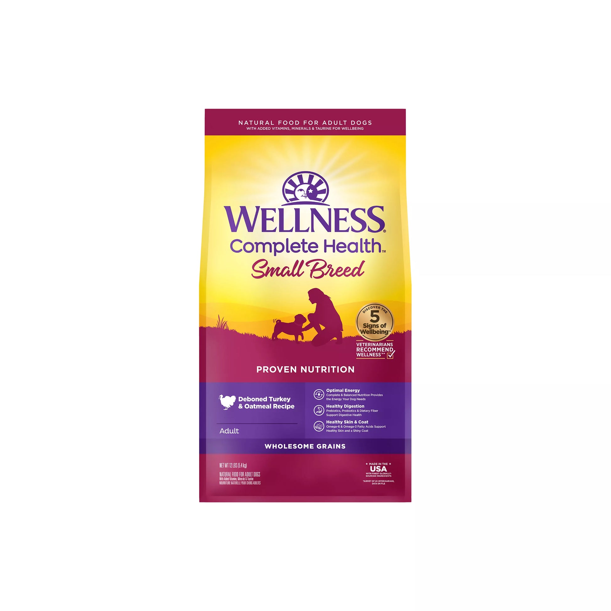 Bag of Wellness Complete Health Small Breed Turkey & Oatmeal dry dog food