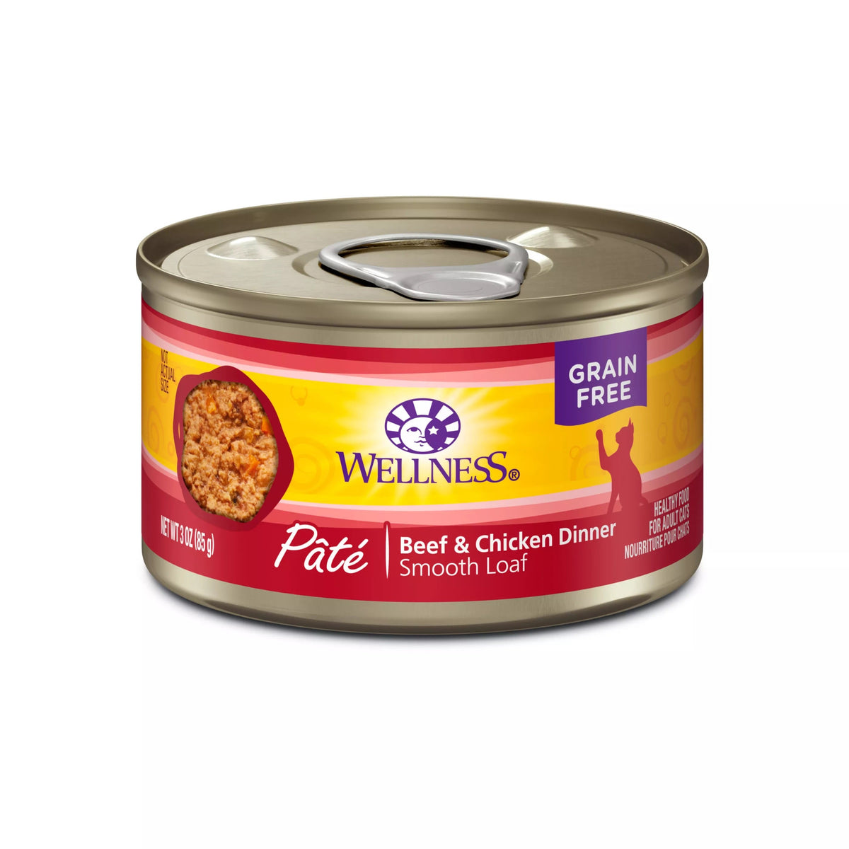 Wellness Complete Health Beef and Chicken Dinner Pate wet cat food, 3oz can