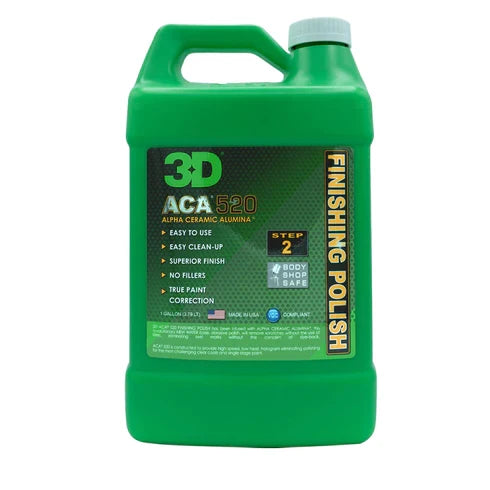 3D ACA 520 Finishing Polish gallon jug with handle and green Step 2 label