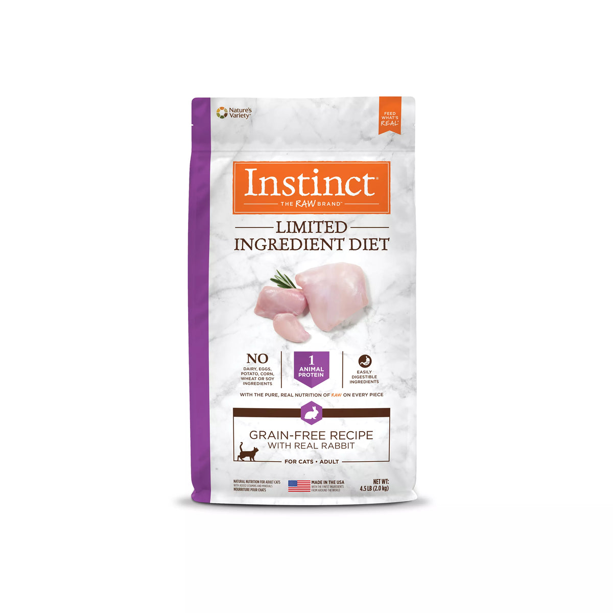 Instinct Limited Ingredient Diet Rabbit Recipe dry cat food bag, 4.5 lb