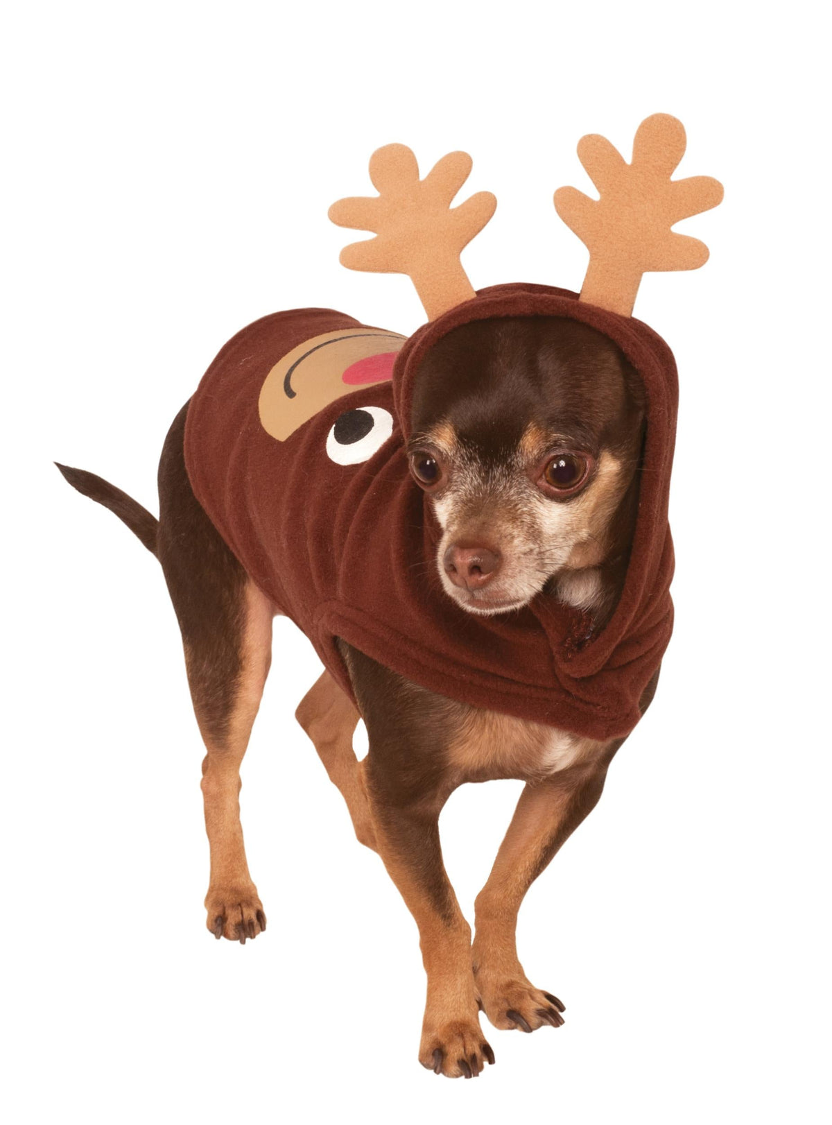 Dog wearing the Reindeer Christmas Dog Hoodie in X Large, Halloween Store, sold through Sniff and Shift