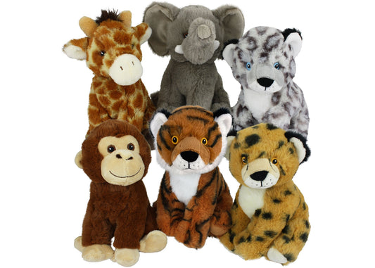 Multipet Eco Safari Animal plush dog toy, 8 inch, recycled material.