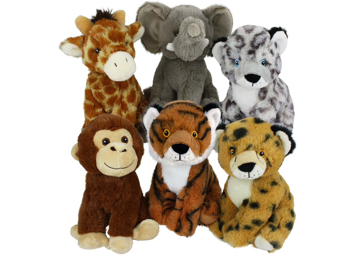 Multipet Eco Safari Animal plush dog toy, 8 inch, recycled material.