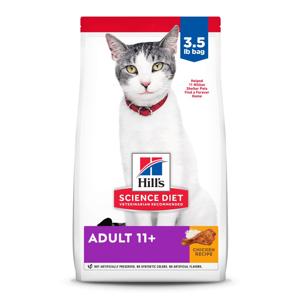 Hill's Science Diet Senior 11+ Chicken Recipe dry cat food bag