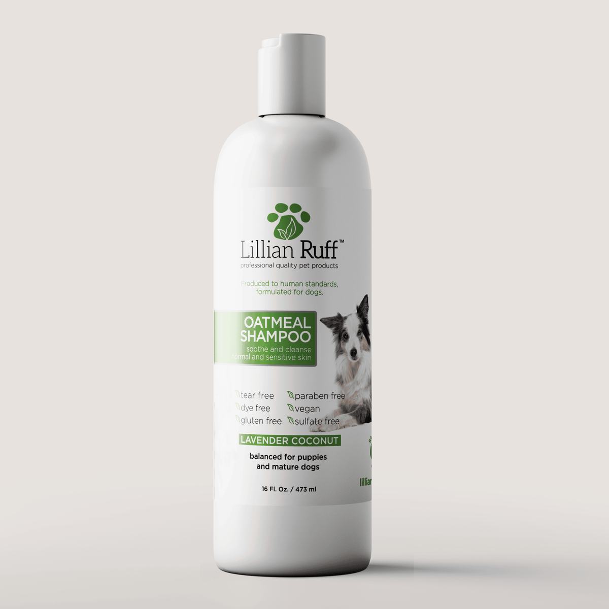 16 oz bottle of Oatmeal Shampoo, Lillian Ruff, sold through Sniff and Shift