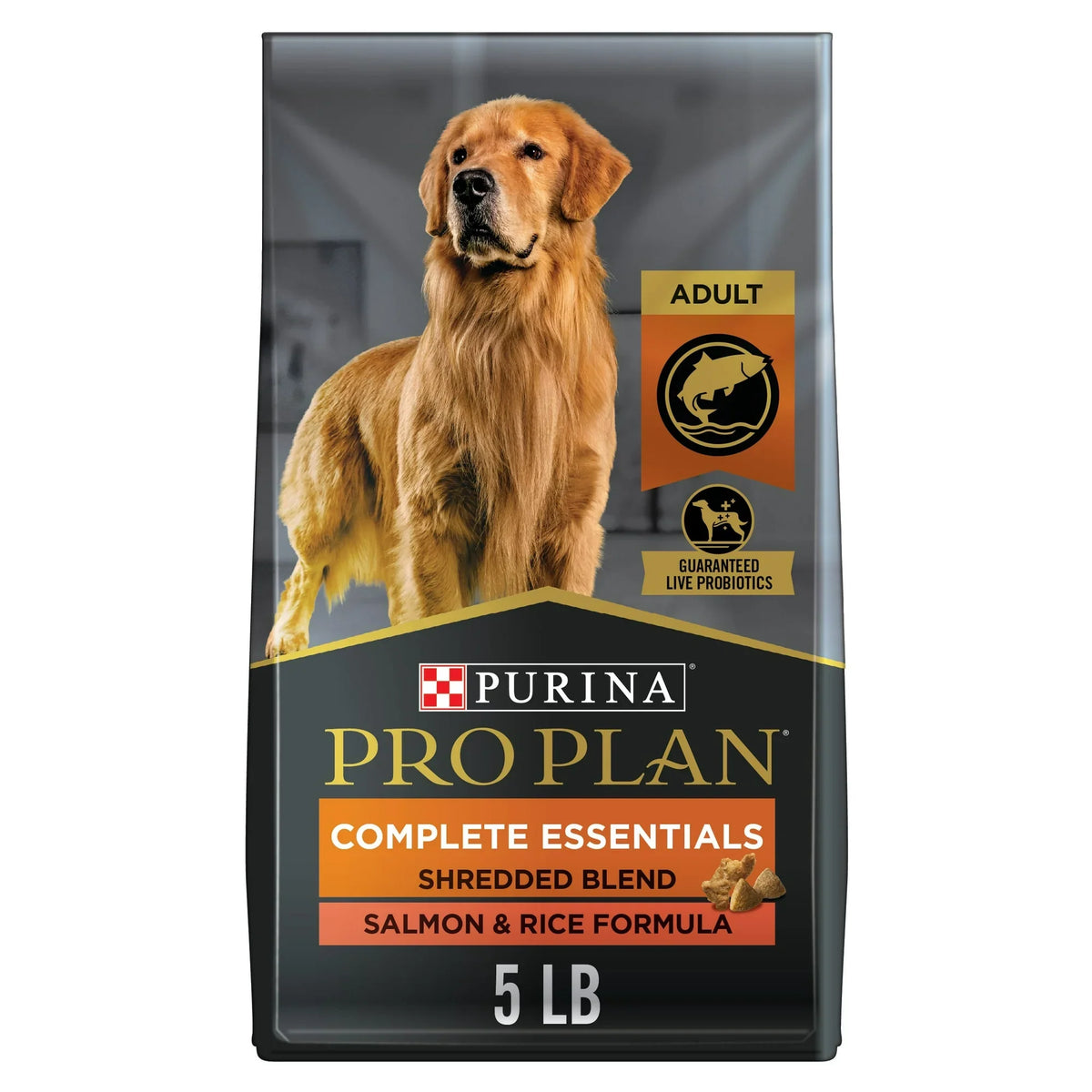 Bag of Purina Pro Plan Complete Essentials Shredded Blend Salmon and Rice dry dog food