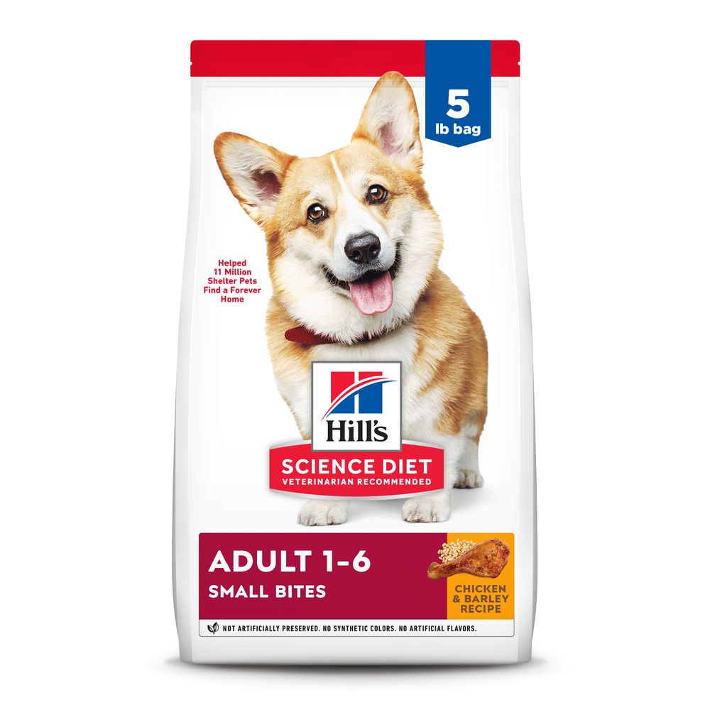 Bag of Hill's Science Diet Adult Small Bites Chicken and Barley Recipe dry dog food