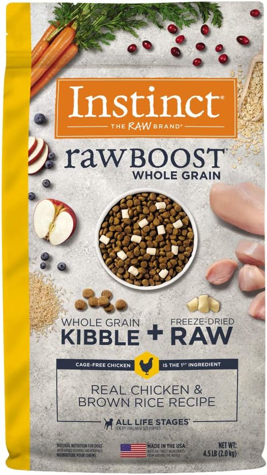 3.5lb bag of Instinct Raw Boost Whole Grain Chicken & Brown Rice dry dog food