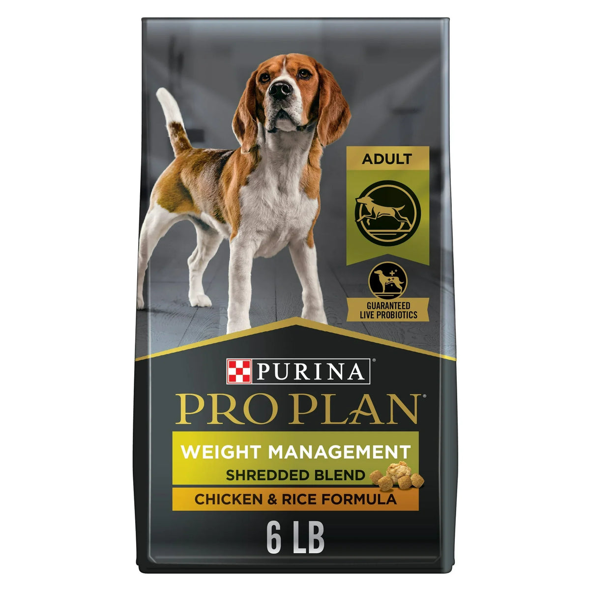 Bag of Purina Pro Plan Weight Management Shredded Blend Chicken and Rice dog food