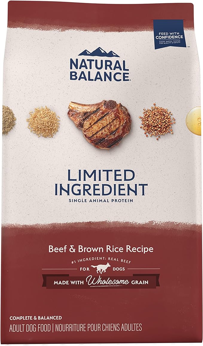 24lb bag of Natural Balance Limited Ingredient Beef & Brown Rice dry dog food