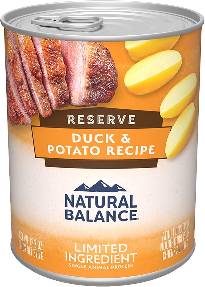 Can of Natural Balance Limited Ingredient Duck & Potato dog food, 13oz