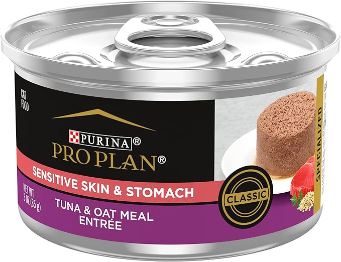 Pro Plan Sensitive Skin & Stomach tuna and oat meal pate cat food can, 3oz