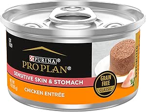 Pro Plan Sensitive Skin & Stomach grain free chicken pate cat food can, 3oz