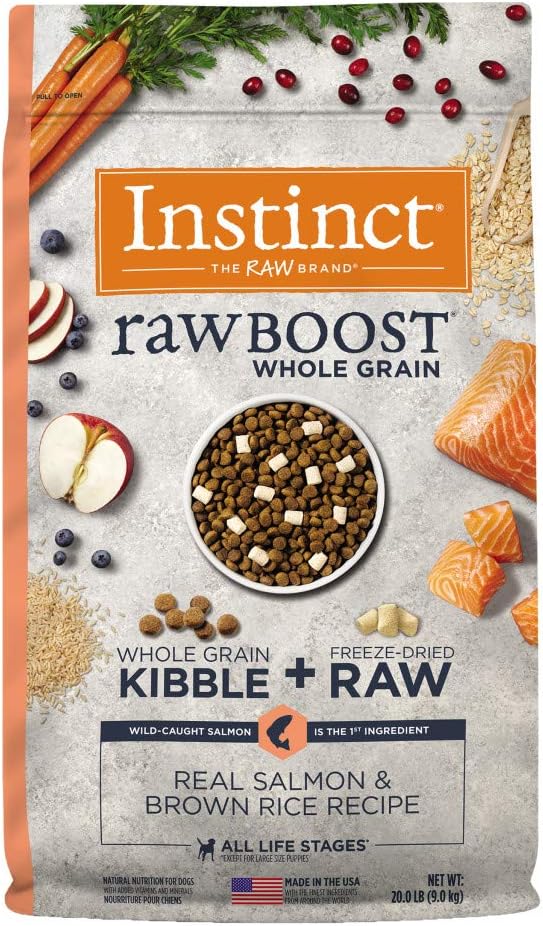 3.5lb bag of Instinct Raw Boost Whole Grain Salmon & Brown Rice dry dog food