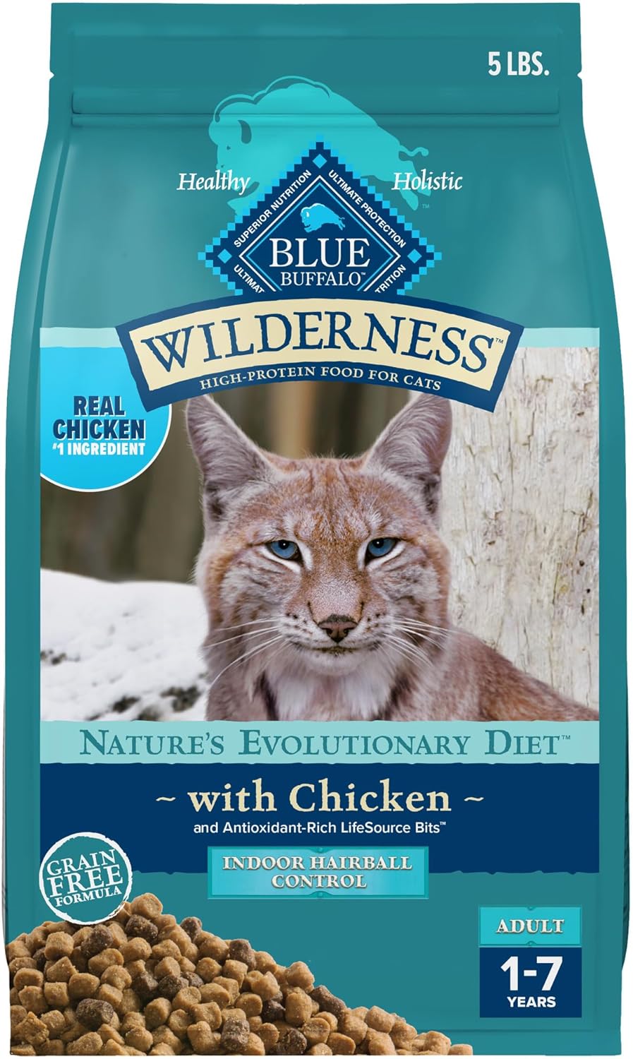 Blue Buffalo Wilderness Adult Indoor Hairball Control dry cat food, 5lb bag