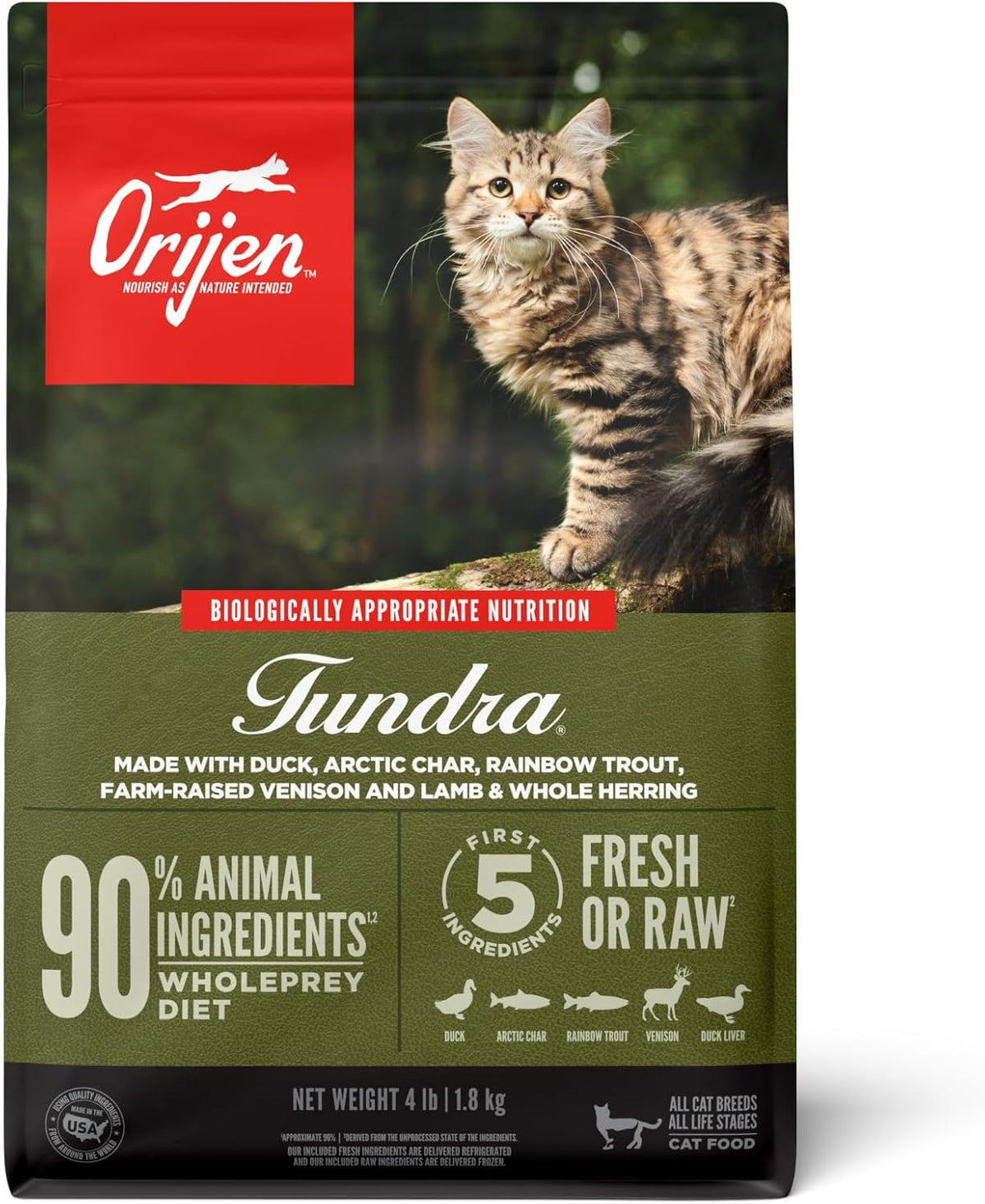 Orijen Tundra dry cat food bag, 4 lb