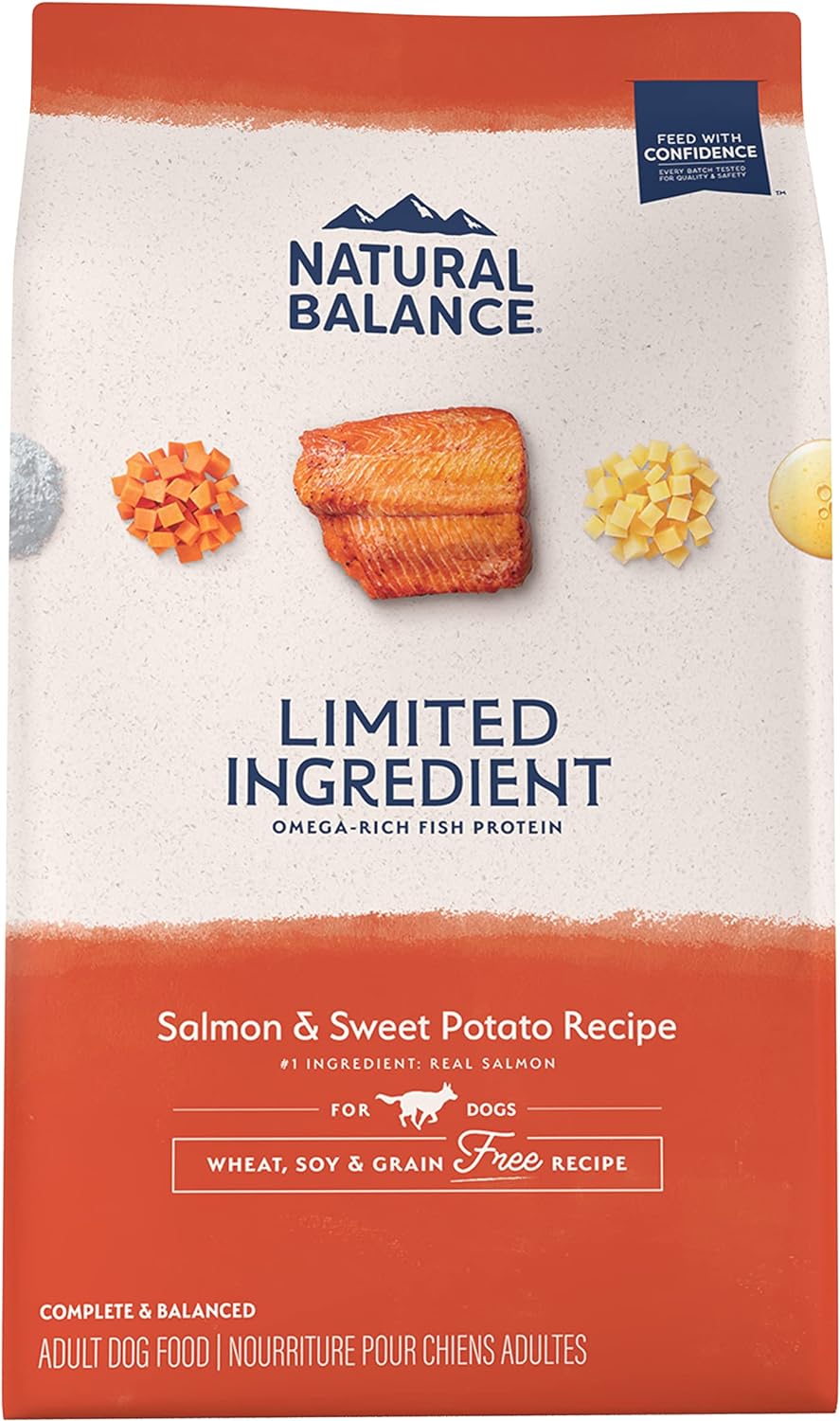 Bag of Natural Balance Limited Ingredient Salmon & Sweet Potato dry dog food