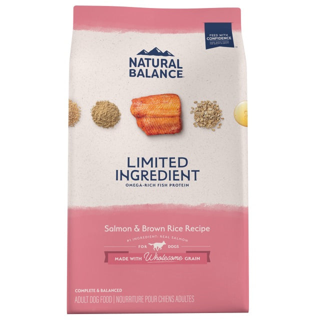 Bag of Natural Balance Limited Ingredient Salmon & Brown Rice dry dog food
