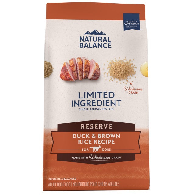 22lb bag of Natural Balance Limited Ingredient Duck & Brown Rice dry dog food