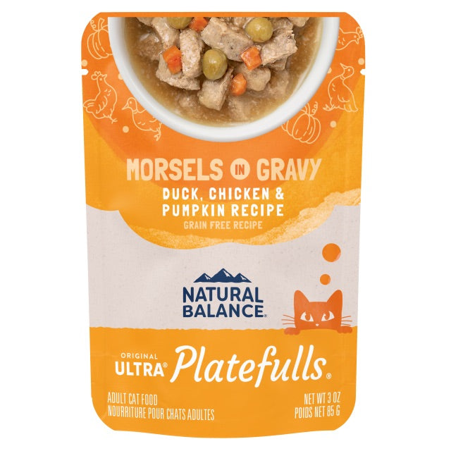 Natural Balance Platefulls Duck, Chicken & Pumpkin wet cat food pouch, 3oz