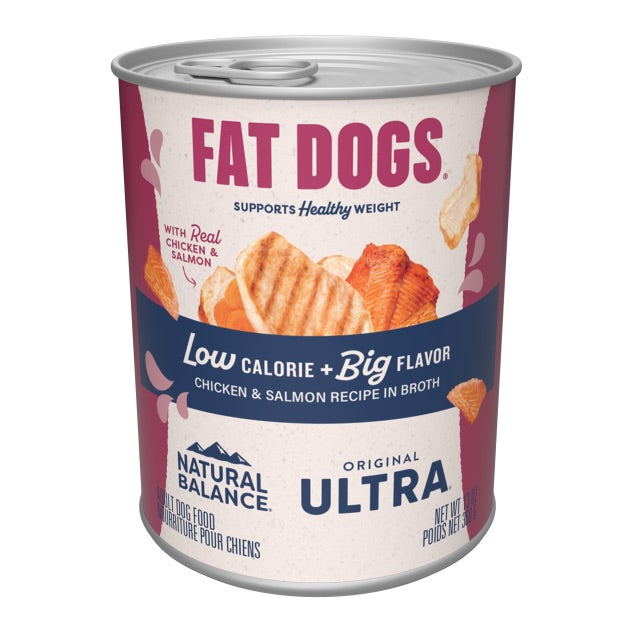 Can of Natural Balance Fat Dogs Chicken & Salmon dog food, 13oz