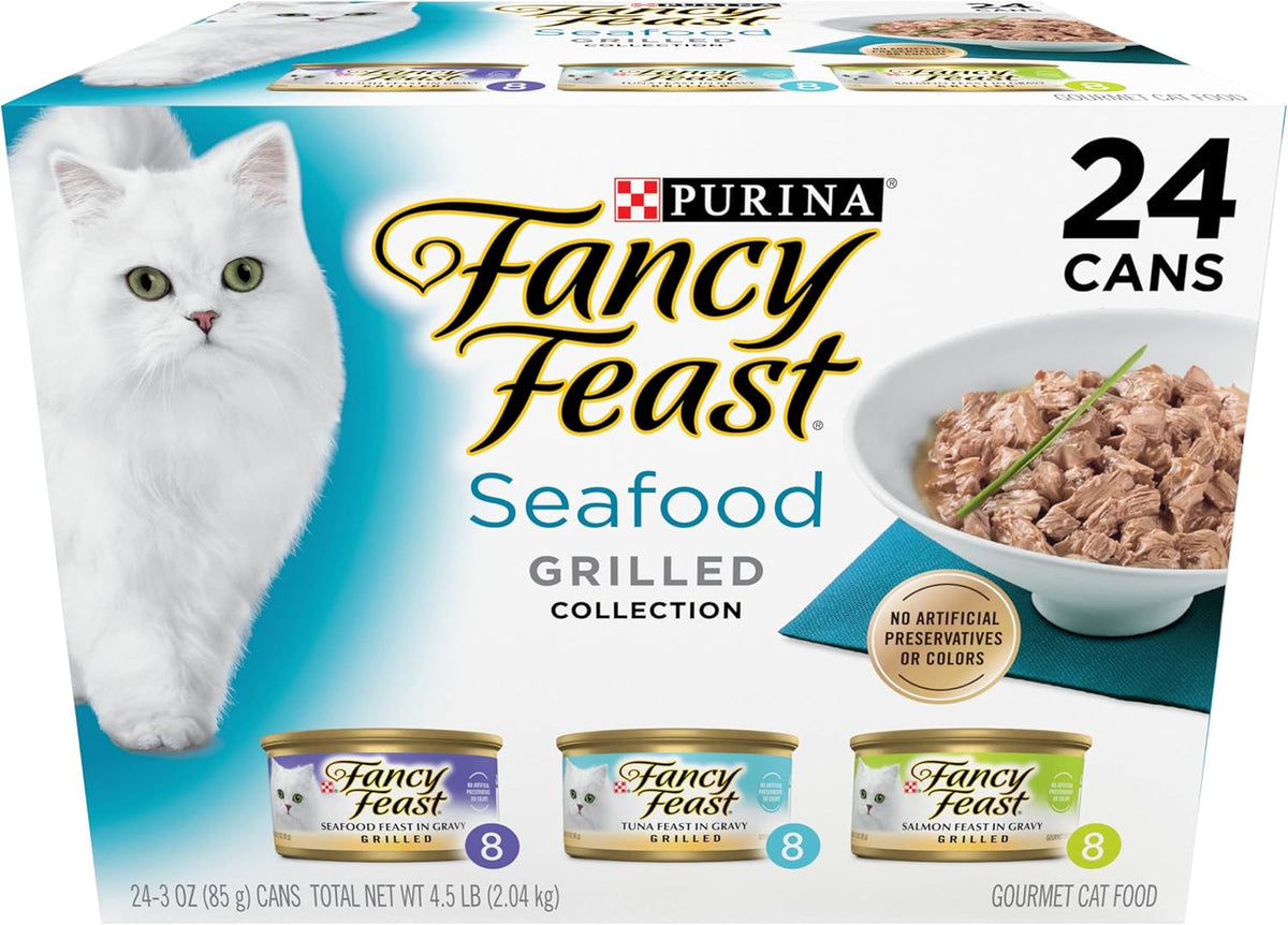 Fancy Feast Grilled Seafood Collection variety pack, 24 x 3oz cans