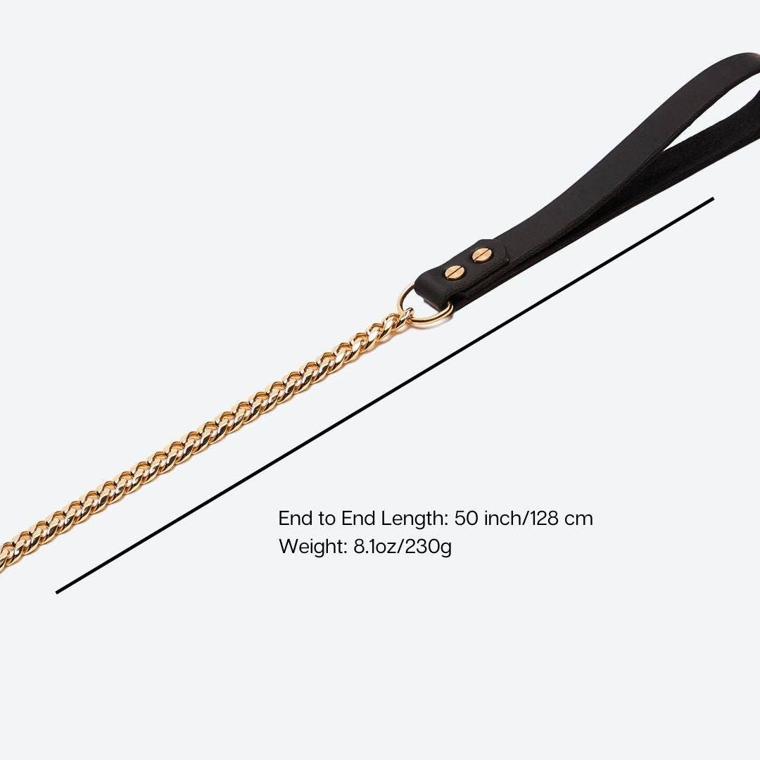 Cuban Link Gold Dog Leash, 35 Inch