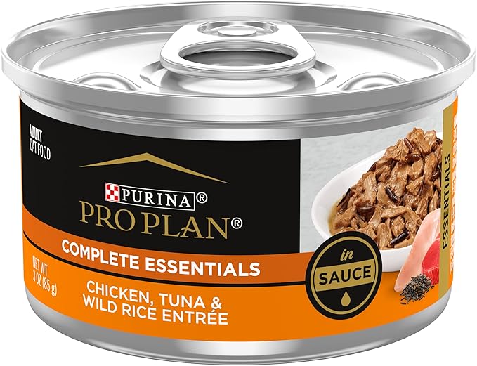Purina Pro Plan Complete Essentials Chicken, Tuna & Wild Rice wet cat food can
