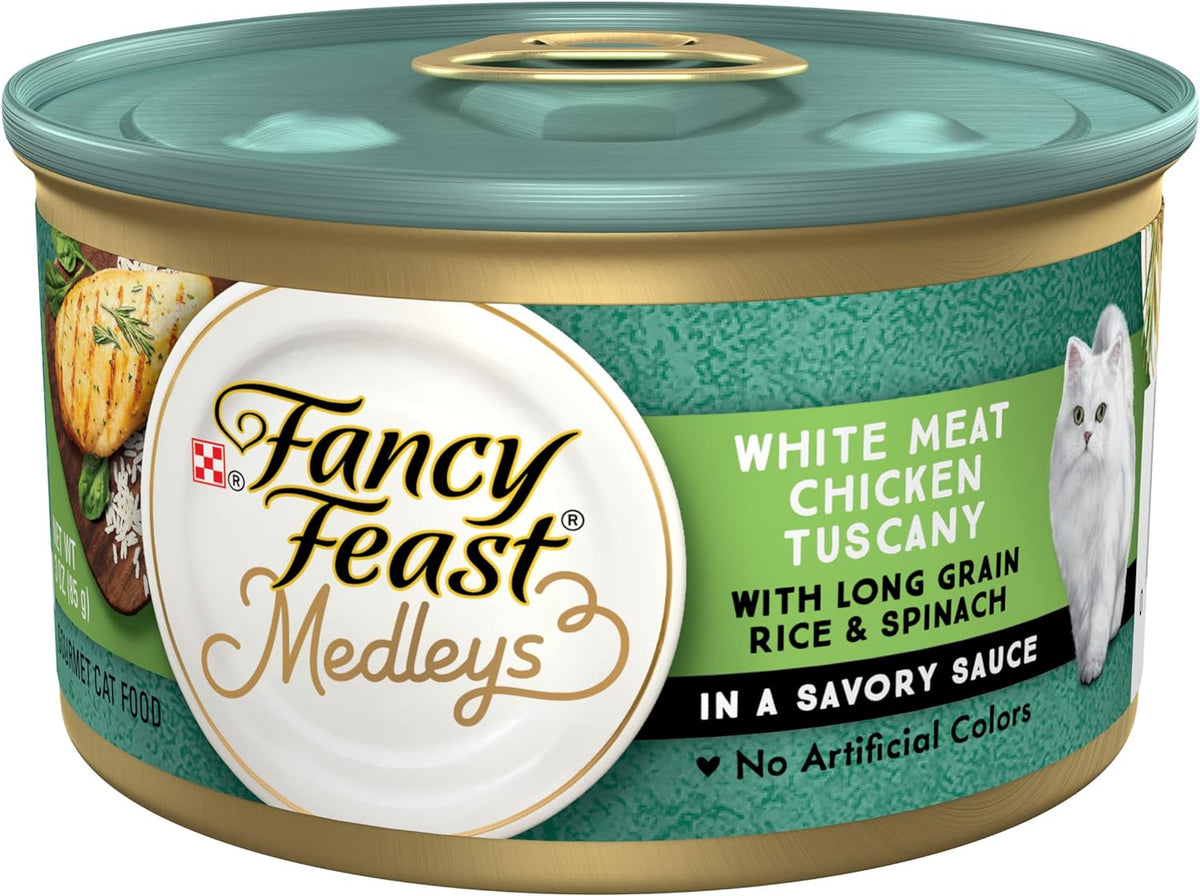 Fancy Feast Medleys Chicken Tuscany wet cat food, 3oz can