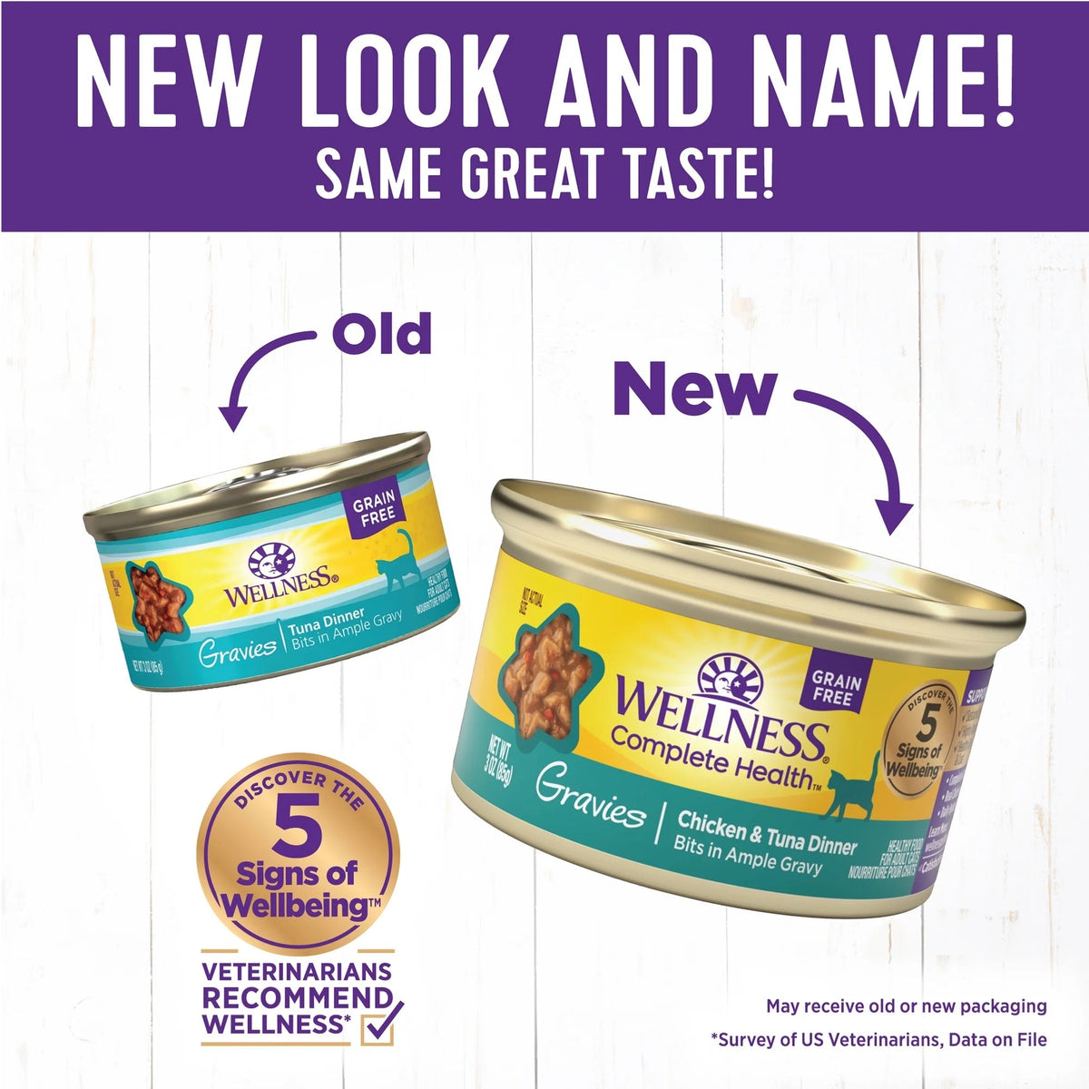Wellness Complete Health Gravies tuna entree wet cat food can, 3 oz