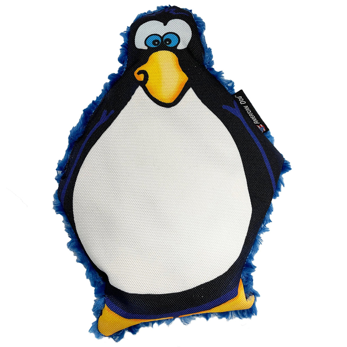 Artie Arctic penguin dog toy by American Dog with a 1000D nylon front and soft minky fleece back