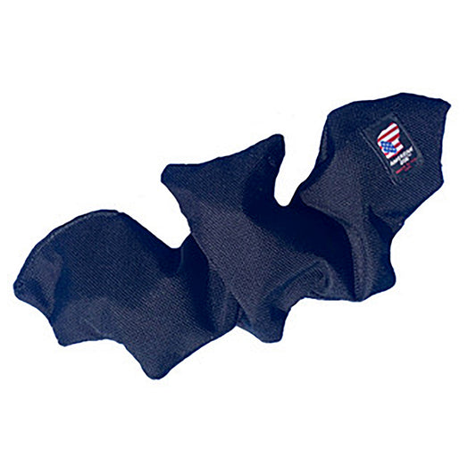 Boo Da Bungee Bat dog toy by American Dog, a black bat shaped bungee tug in 1680 ballistic fabric