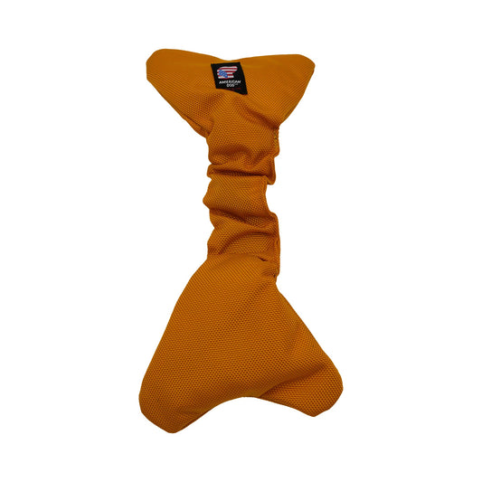 Bungee Bone dog toy by American Dog in yellow ballistic fabric