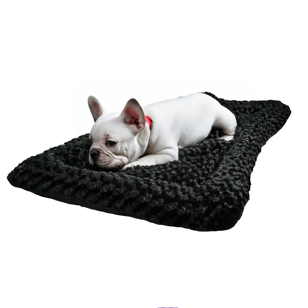 Furvana Cloud rectangle bolstered dog bed by American Dog in soft minky rose fleece with a non skid ballistic base
