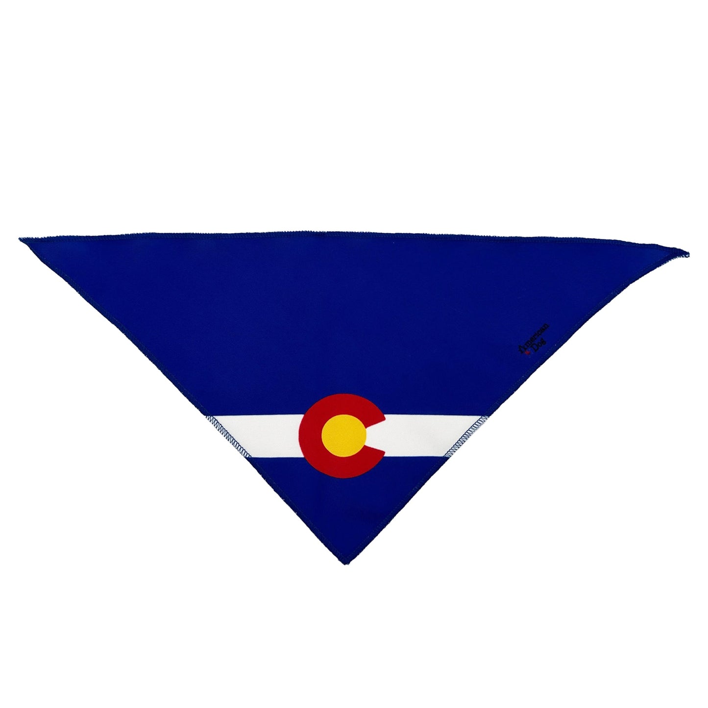 Tie On dog bandana by American Dog, blue white and red Colorado flag print