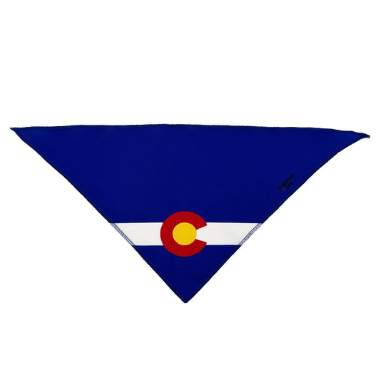 Tie On dog bandana by American Dog, blue white and red Colorado flag print