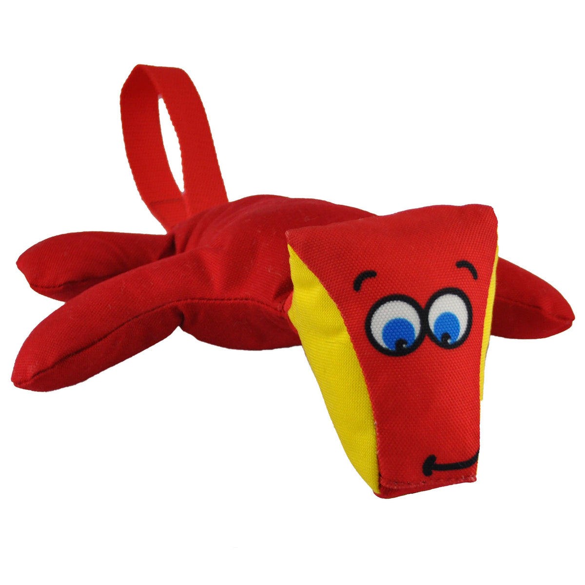 Diggity Dog dog toy by American Dog in red and yellow 1000D nylon