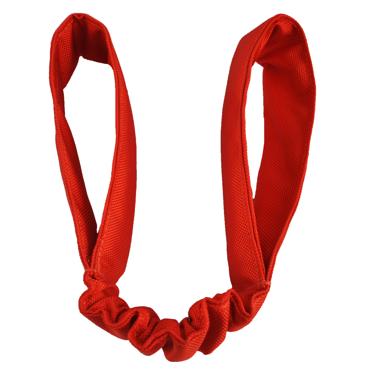 Double Bungee Tug dog toy by American Dog, orange ballistic tug with two handles