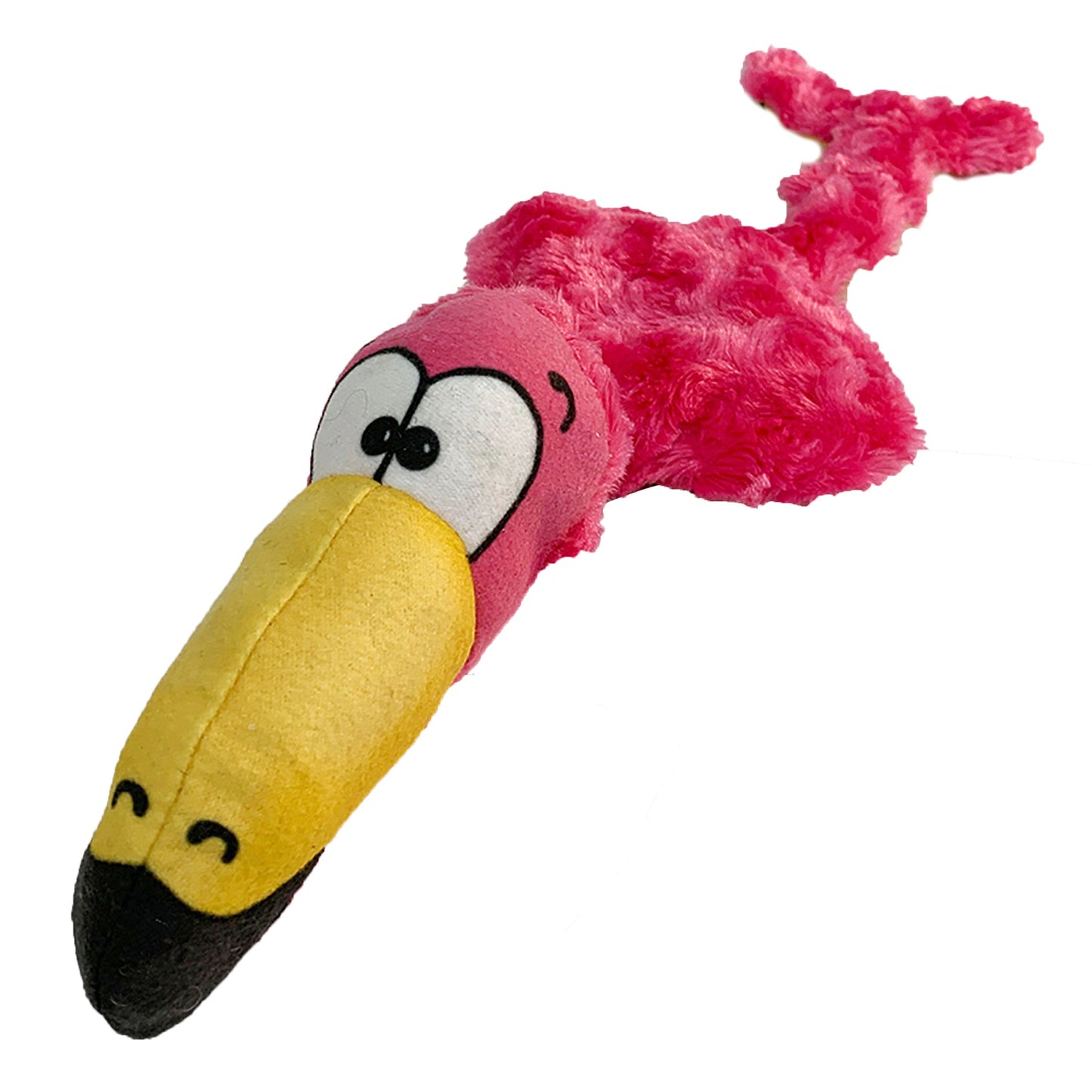 Flora the Flamingo dog toy by American Dog, pink minky fleece plush flamingo