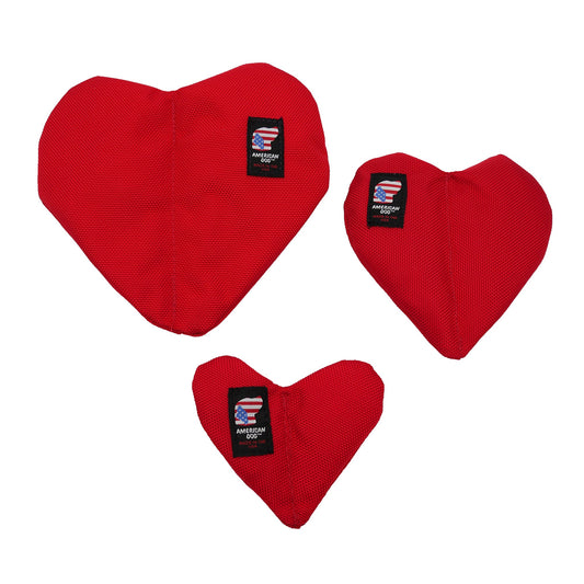 Heart of Stone dog toy by American Dog in red ballistic fabric