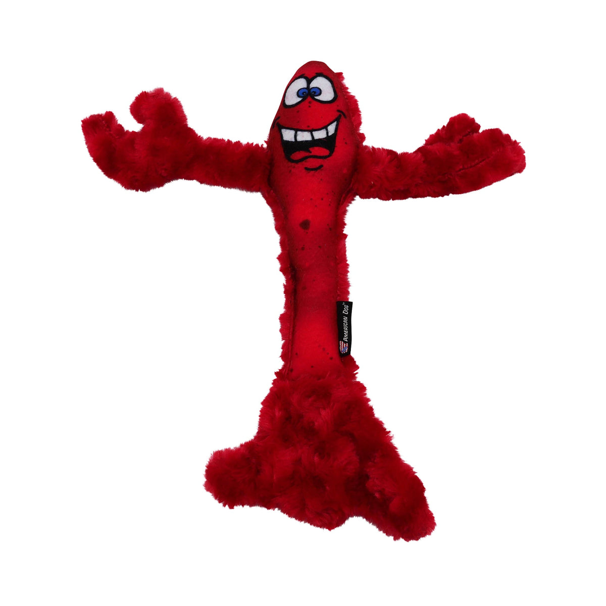 Larry the Lobster dog toy by American Dog, red minky fleece plush lobster