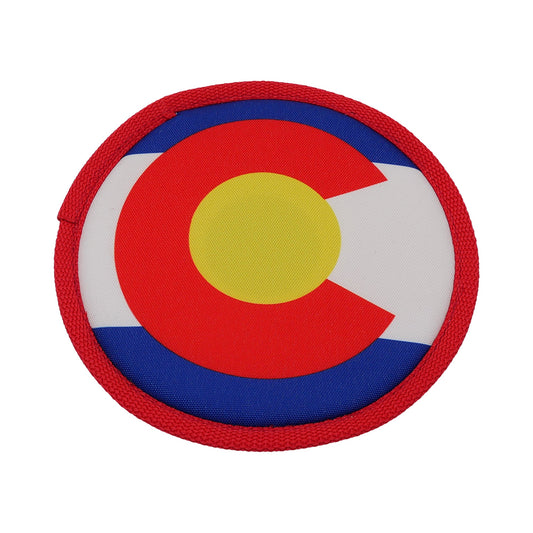 Mile High Flyer dog toy by American Dog, 8 inch disc with a Colorado print