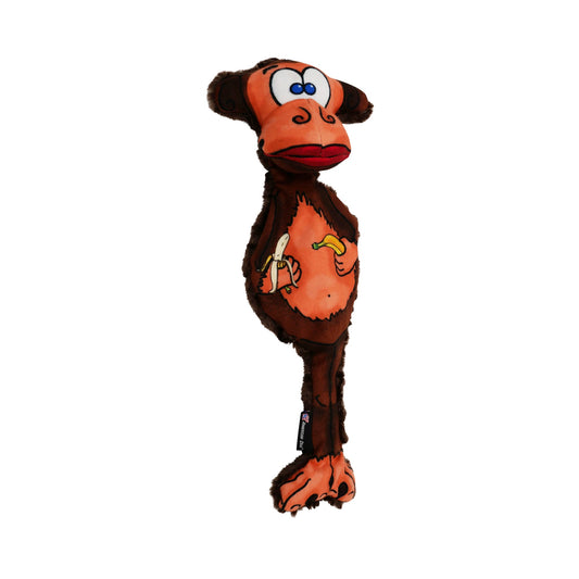 Milo the Monkey dog toy by American Dog, brown minky fleece plush monkey