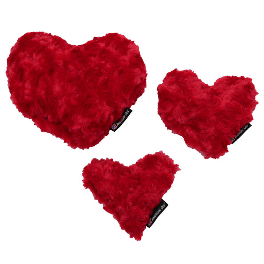 Nuggle Hearts dog toy by American Dog in red minky fleece