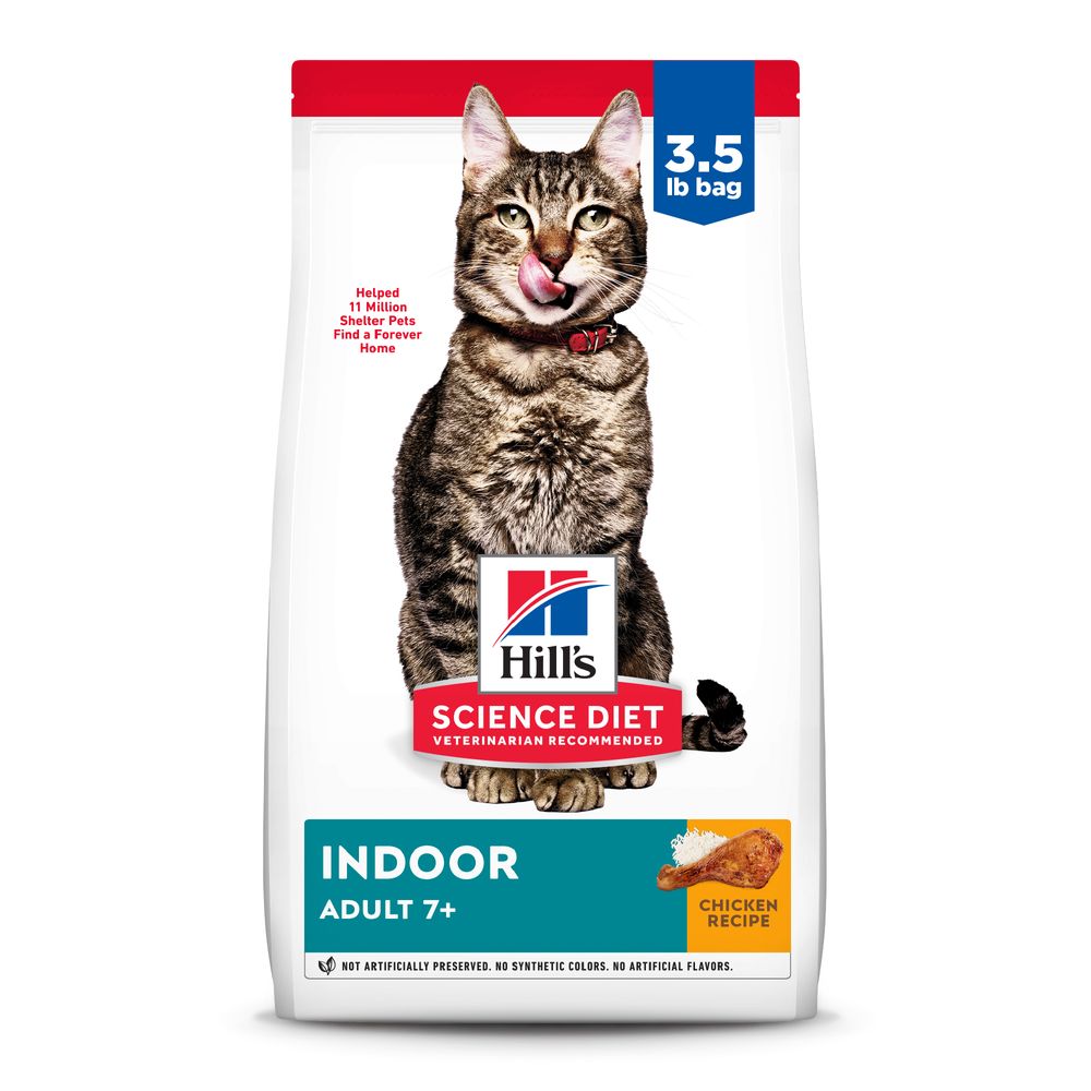 Hill's Science Diet Senior 7+ Indoor Chicken Recipe dry cat food bag, 3.5lb