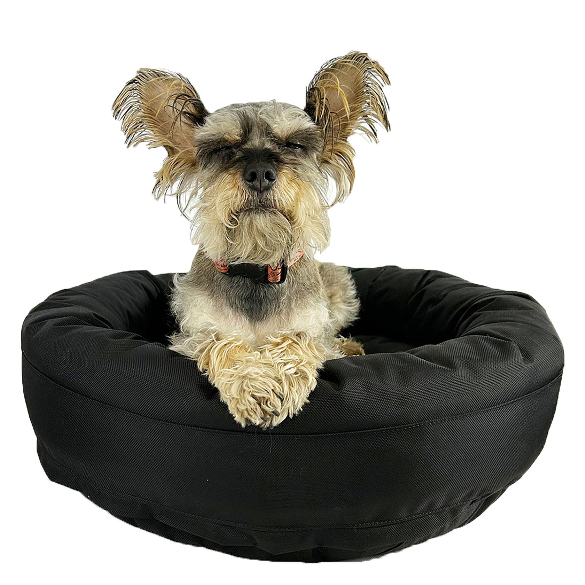 Round Bolstered Armor dog bed by American Dog, charcoal 1680D nylon ballistic cover
