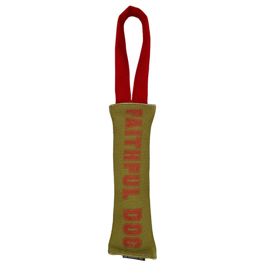 Fire Hose Faithful Dog tug dog toy by American Dog in the Faithful Dog print on genuine fire hose
